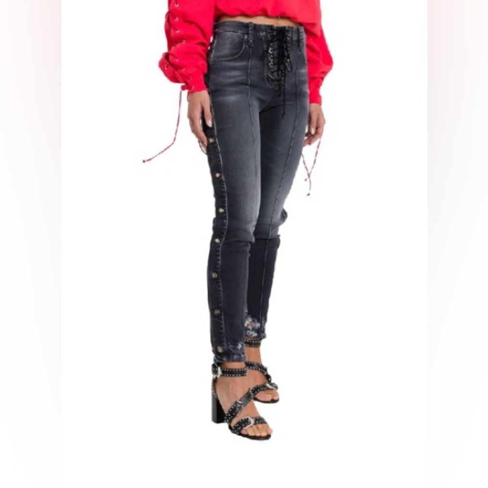 Ben Traverniti Unravel Project Women's Black Distressed Jeans